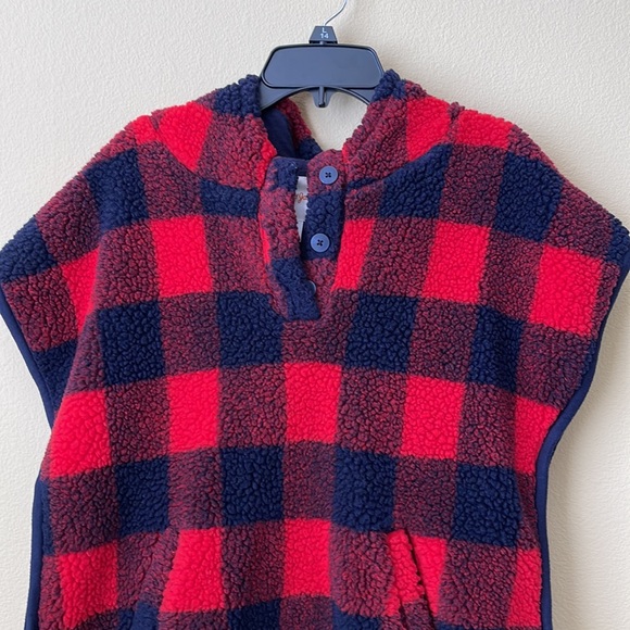 Cat & Jack Plaid Fleece Hooded Poncho - Picture 2 of 7